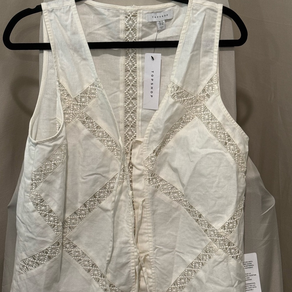 Topshop White Embellished Buttoned Vest